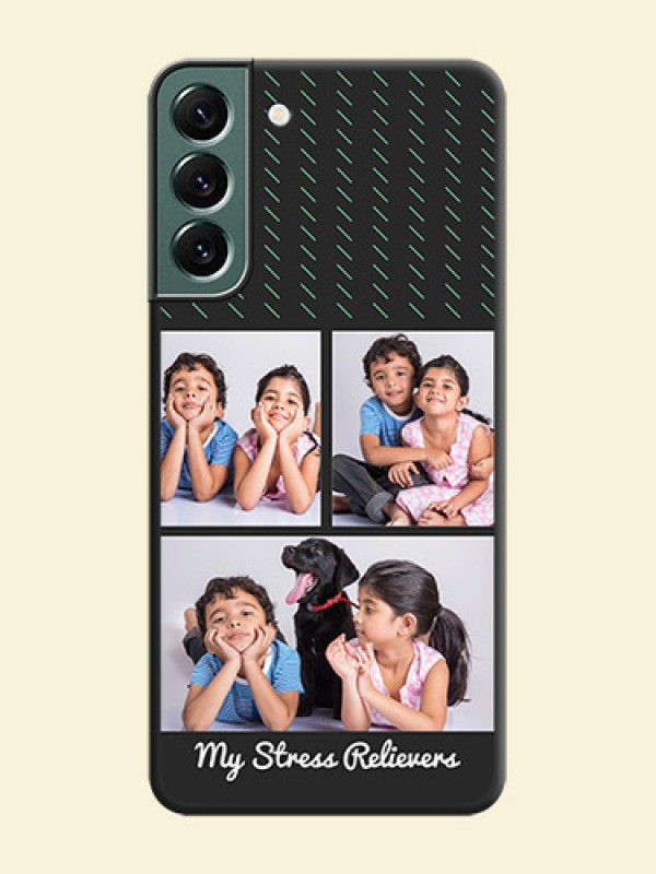 Cross Dotted Pattern with 2 Image Holder on Personalised Space Black Soft Matte Cases - Galaxy S22 Plus 5G