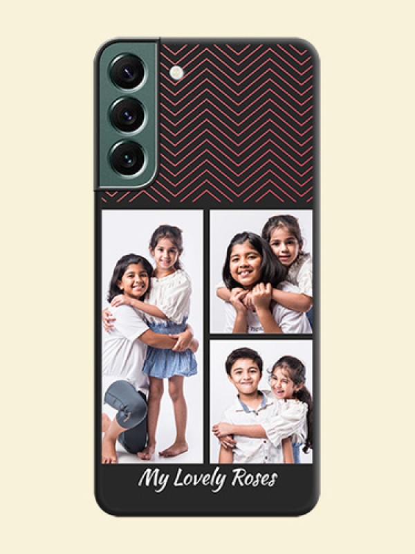Wave Pattern with 3 Image Holder on Space Black Custom Soft Matte Back Cover - Galaxy S22 Plus 5G