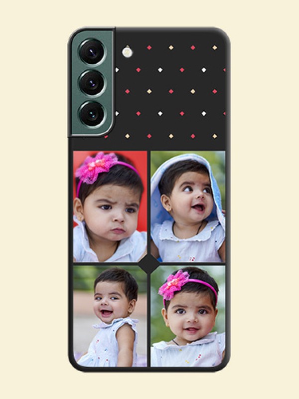 Multicolor Dotted Pattern with 4 Image Holder on Space Black Custom Soft Matte Phone Cases - Galaxy S22 Plus 5G