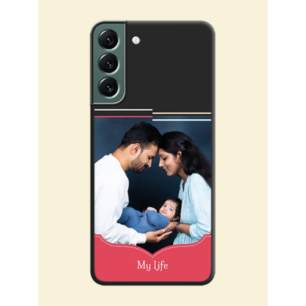 Classic Plain Design with Name on Photo on Space Black Soft Matte Phone Cover - Galaxy S22 Plus 5G Classic Plain Design with Name on Photo on Space Black Soft Matte Phone Cover - Galaxy S22 Plus 5G