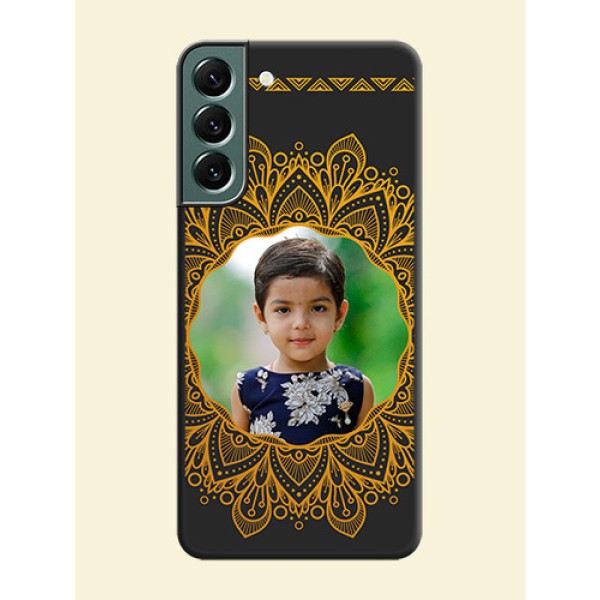 Round Image with Floral Design on Photo on Space Black Soft Matte Mobile Cover - Galaxy S22 Plus 5G Round Image with Floral Design on Photo on Space Black Soft Matte Mobile Cover - Galaxy S22 Plus 5G