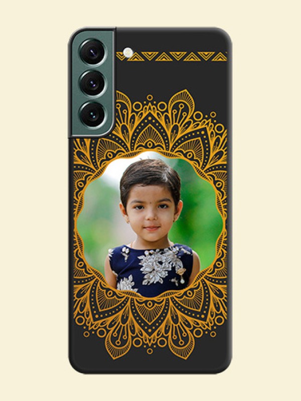 Round Image with Floral Design on Photo on Space Black Soft Matte Mobile Cover - Galaxy S22 Plus 5G