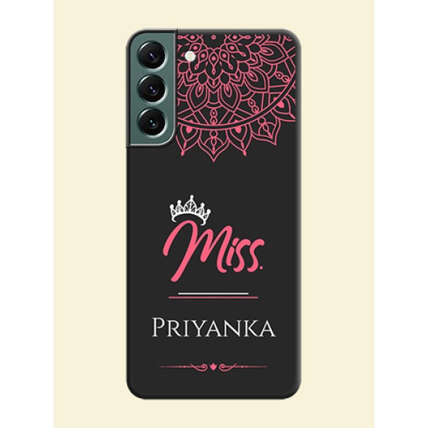 Mrs Name with Floral Design on Space Black Personalized Soft Matte Phone Covers - Galaxy S22 Plus 5G Mrs Name with Floral Design on Space Black Personalized Soft Matte Phone Covers - Galaxy S22 Plus 5G