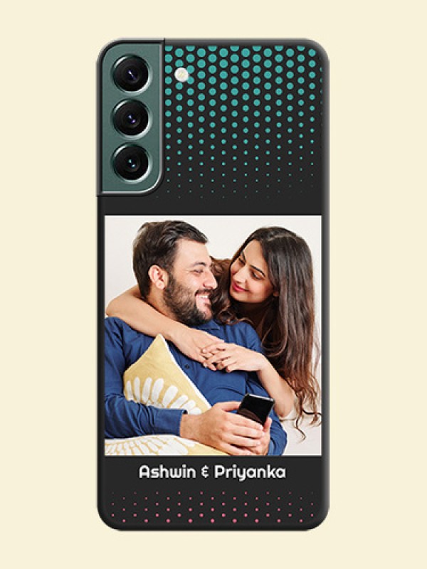 Faded Dots with Grunge Photo Frame and Text on Space Black Custom Soft Matte Phone Cases - Galaxy S22 Plus 5G