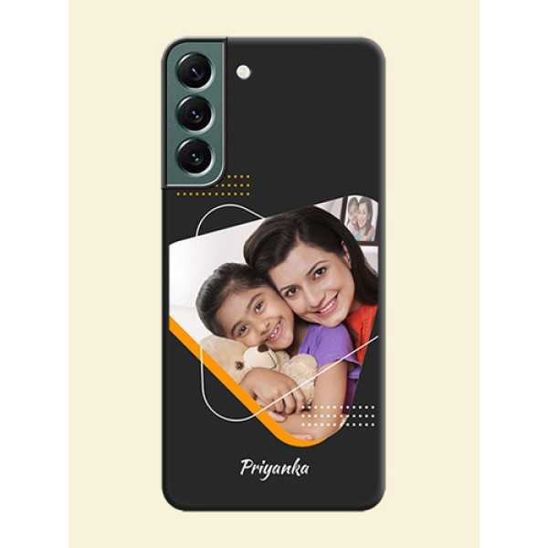 Yellow Triangle on Photo on Space Black Soft Matte Phone Cover - Galaxy S22 Plus 5G Yellow Triangle on Photo on Space Black Soft Matte Phone Cover - Galaxy S22 Plus 5G