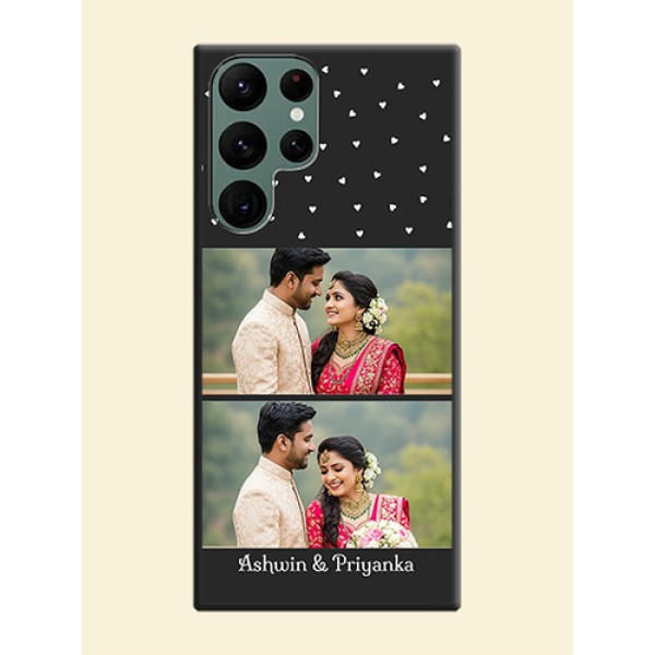 Miniature Love Symbols with Name on Space Black Custom Soft Matte Back Cover - Galaxy S22 Ultra 5G Miniature Love Symbols with Name on Space Black Custom Soft Matte Back Cover - Galaxy S22 Ultra 5G