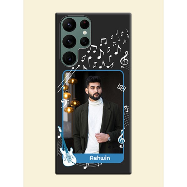 Musical Theme Design with Text on Photo on Space Black Soft Matte Mobile Case - Galaxy S22 Ultra 5G Musical Theme Design with Text on Photo on Space Black Soft Matte Mobile Case - Galaxy S22 Ultra 5G