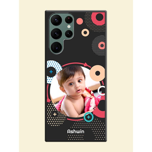Multicoloured Round Image on Personalised Space Black Soft Matte Cases - Galaxy S22 Ultra 5G Multicoloured Round Image on Personalised Space Black Soft Matte Cases - Galaxy S22 Ultra 5G