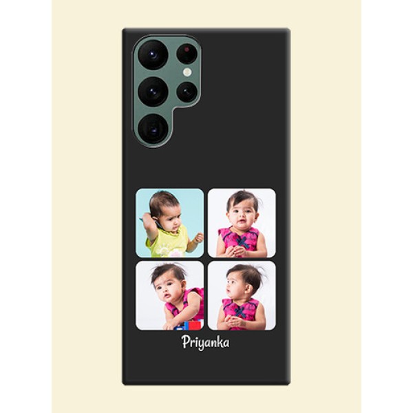 Floral Art with 6 Image Holder on Photo on Space Black Soft Matte Mobile Case - Galaxy S22 Ultra 5G Floral Art with 6 Image Holder on Photo on Space Black Soft Matte Mobile Case - Galaxy S22 Ultra 5G