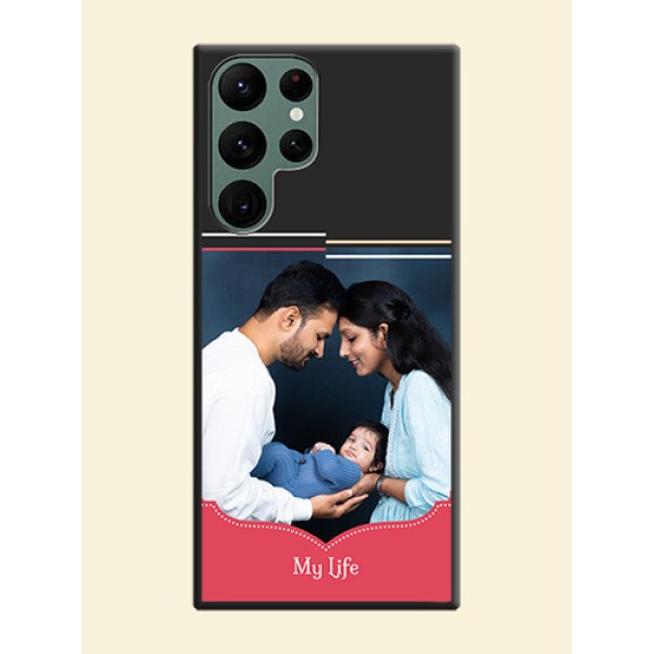 Classic Plain Design with Name on Photo on Space Black Soft Matte Phone Cover - Galaxy S22 Ultra 5G Classic Plain Design with Name on Photo on Space Black Soft Matte Phone Cover - Galaxy S22 Ultra 5G