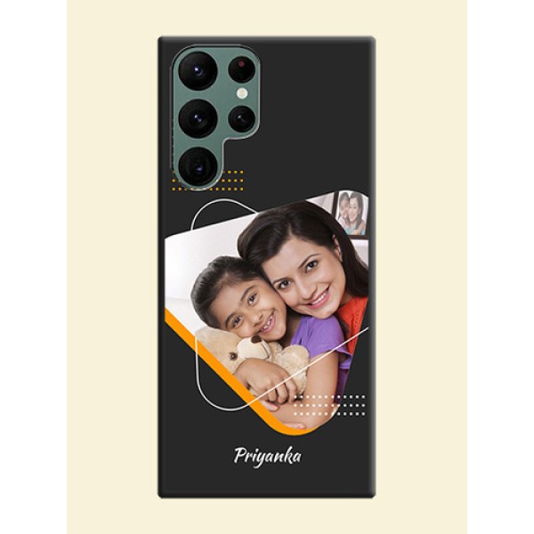 Yellow Triangle on Photo on Space Black Soft Matte Phone Cover - Galaxy S22 Ultra 5G Yellow Triangle on Photo on Space Black Soft Matte Phone Cover - Galaxy S22 Ultra 5G