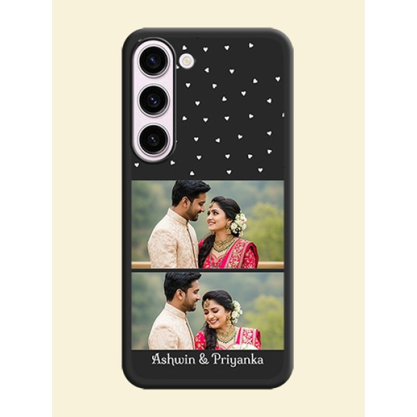 Miniature Love Symbols with Name on Space Black Custom Soft Matte Back Cover - Samsung Galaxy S23 5G Miniature Love Symbols with Name on Space Black Custom Soft Matte Back Cover - Samsung Galaxy S23 5G