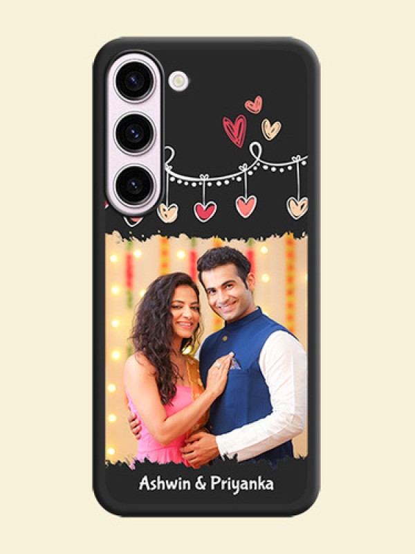 Pink Love Hangings with Name on Space Black Custom Soft Matte Phone Cases - Samsung Galaxy S23 5G