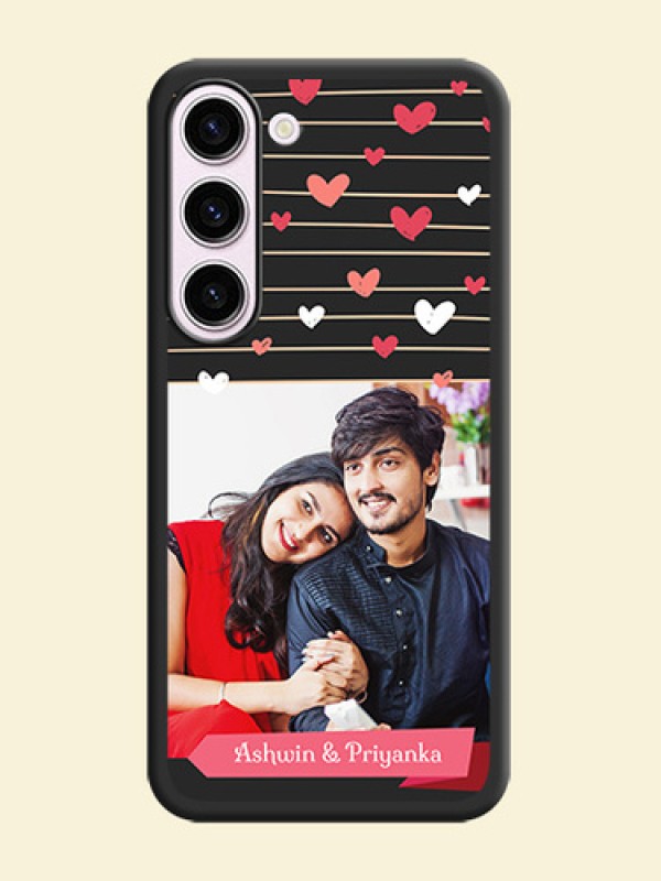 Love Pattern with Name on Pink Ribbon  on Photo on Space Black Soft Matte Back Cover - Samsung Galaxy S23 5G