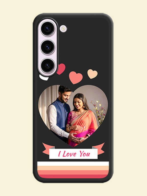 Love Shaped Photo with Colorful Stripes on Personalised Space Black Soft Matte Cases - Samsung Galaxy S23 5G
