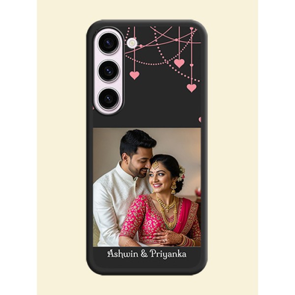 Pink Love Hangings with Text on Space Black Custom Soft Matte Back Cover - Samsung Galaxy S23 5G Pink Love Hangings with Text on Space Black Custom Soft Matte Back Cover - Samsung Galaxy S23 5G