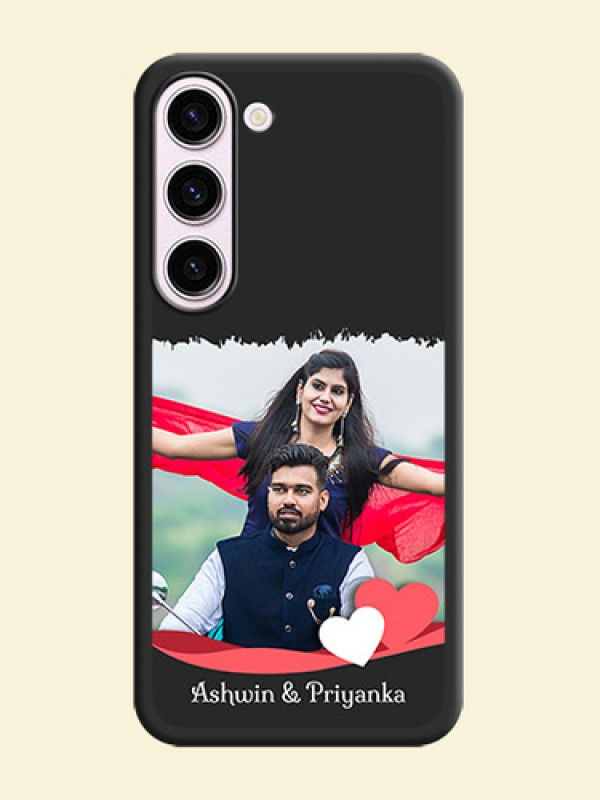 Pin Color Love Shaped Ribbon Design with Text on Space Black Custom Soft Matte Phone Back Cover - Samsung Galaxy S23 5G