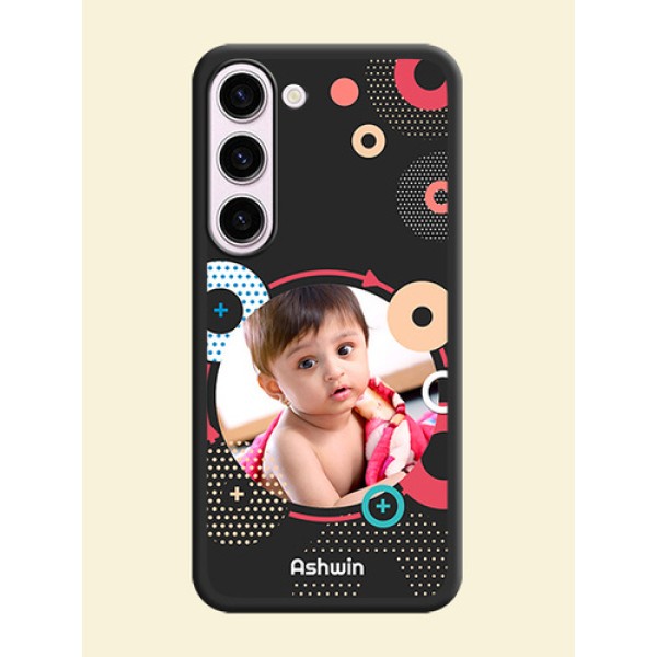 Multicoloured Round Image on Personalised Space Black Soft Matte Cases - Samsung Galaxy S23 5G Multicoloured Round Image on Personalised Space Black Soft Matte Cases - Samsung Galaxy S23 5G