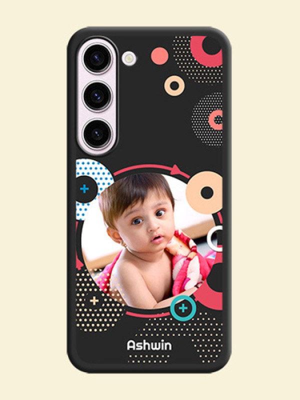 Multicoloured Round Image on Personalised Space Black Soft Matte Cases - Samsung Galaxy S23 5G