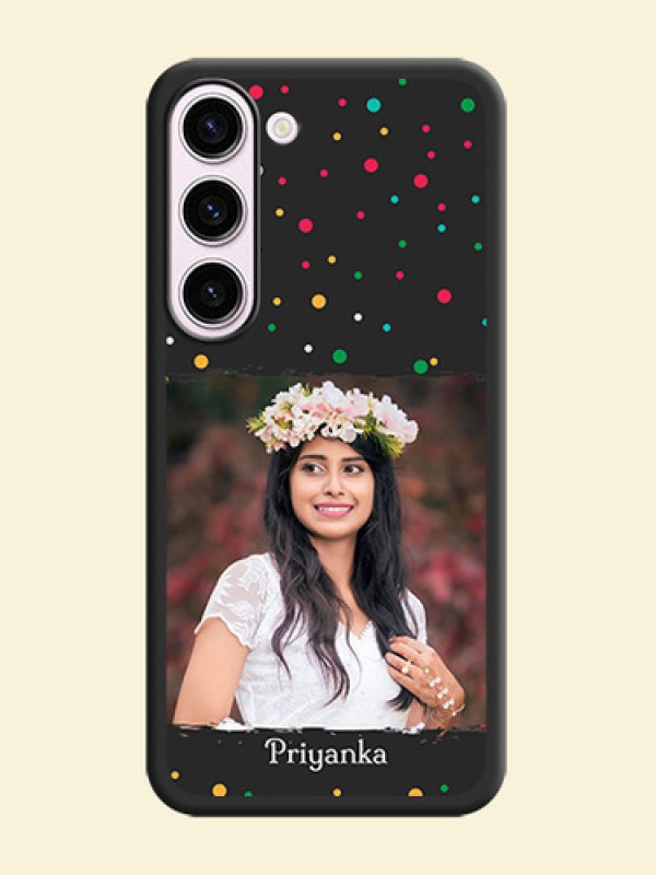 Multicolor Dotted Pattern with Text on Space Black Custom Soft Matte Phone Back Cover - Samsung Galaxy S23 5G