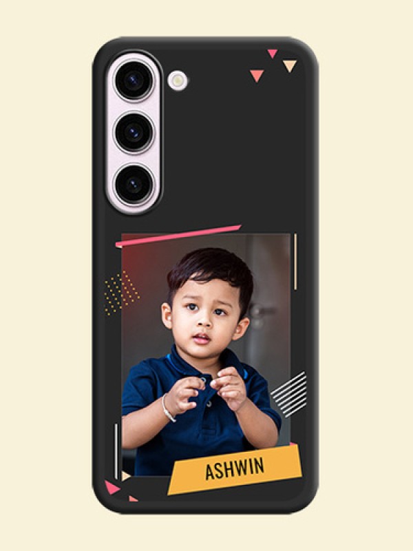 Photo Frame with Triangle Small Dots on Photo on Space Black Soft Matte Back Cover - Samsung Galaxy S23 5G