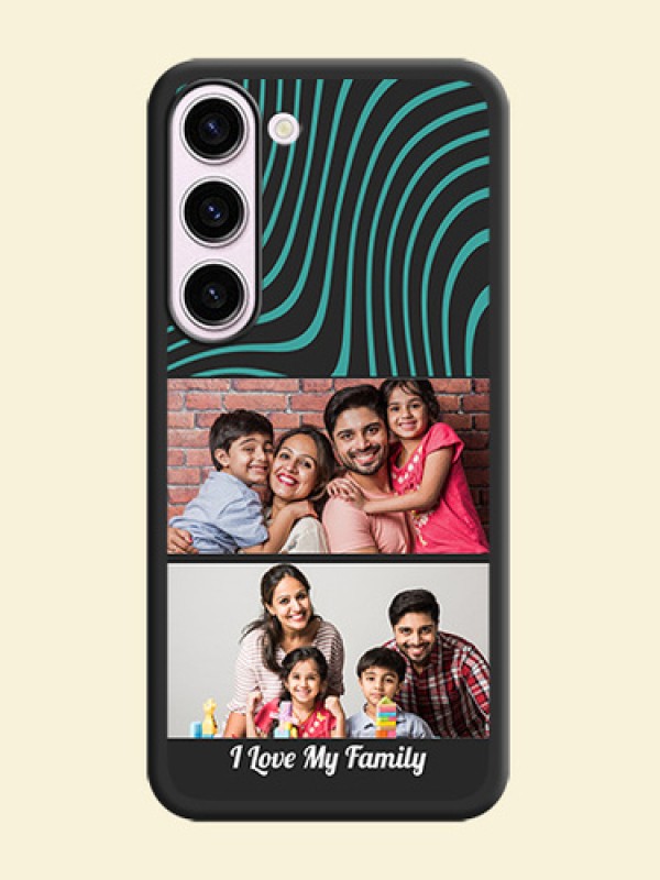 Wave Pattern with 2 Image Holder on Space Black Personalized Soft Matte Phone Covers - Samsung Galaxy S23 5G
