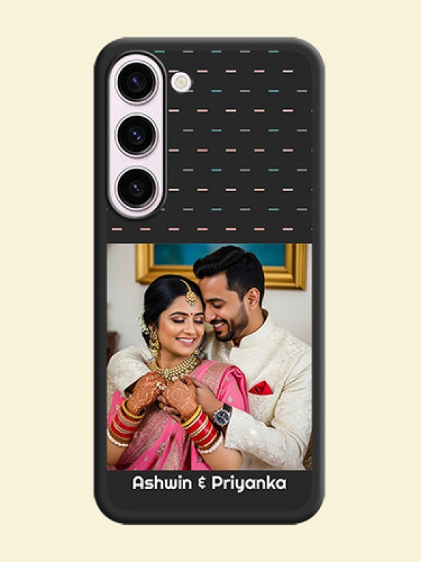 Line Pattern Design with Text on Space Black Custom Soft Matte Phone Back Cover - Samsung Galaxy S23 5G