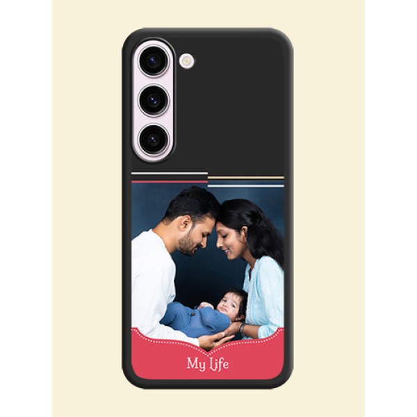 Classic Plain Design with Name on Photo on Space Black Soft Matte Phone Cover - Samsung Galaxy S23 5G Classic Plain Design with Name on Photo on Space Black Soft Matte Phone Cover - Samsung Galaxy S23 5G