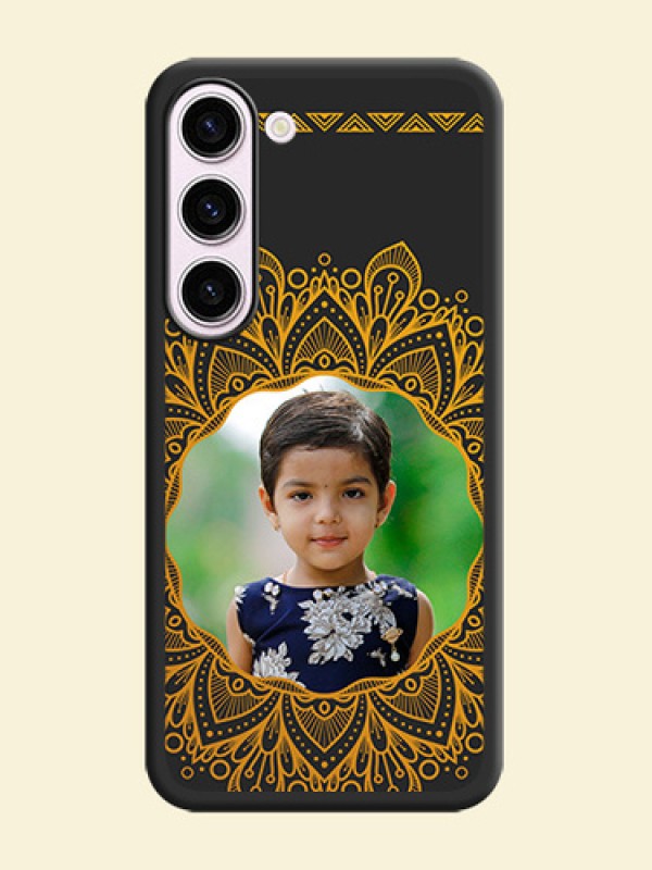Round Image with Floral Design on Photo on Space Black Soft Matte Mobile Cover - Samsung Galaxy S23 5G