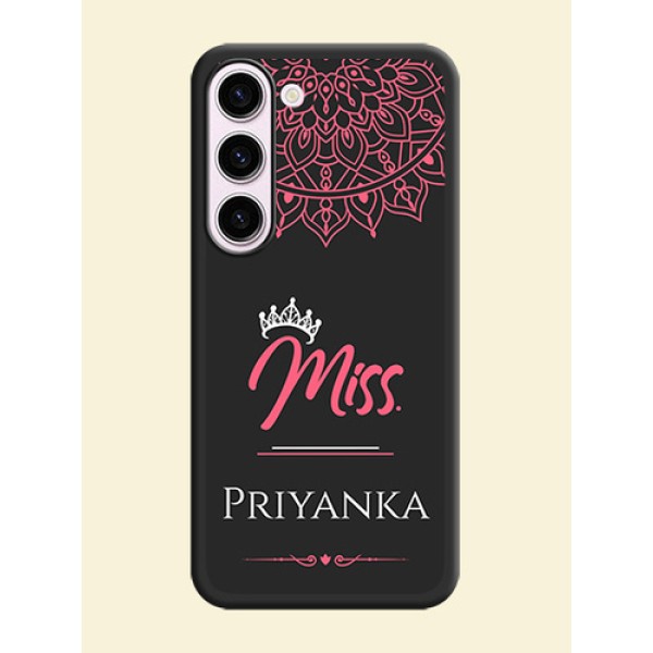 Mrs Name with Floral Design on Space Black Personalized Soft Matte Phone Covers - Samsung Galaxy S23 5G Mrs Name with Floral Design on Space Black Personalized Soft Matte Phone Covers - Samsung Galaxy S23 5G
