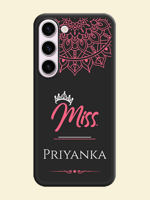 Mrs Name with Floral Design on Space Black Personalized Soft Matte Phone Covers - Samsung Galaxy S23 5G