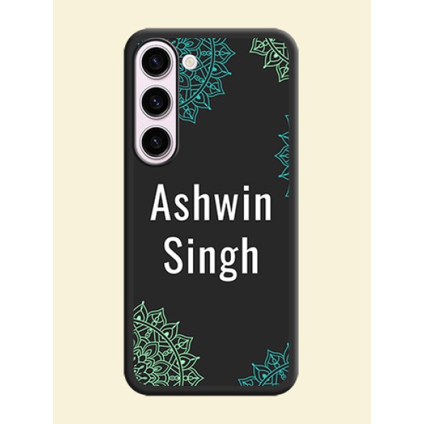 Your Name with Floral Design on Space Black Custom Soft Matte Back Cover - Samsung Galaxy S23 5G Your Name with Floral Design on Space Black Custom Soft Matte Back Cover - Samsung Galaxy S23 5G