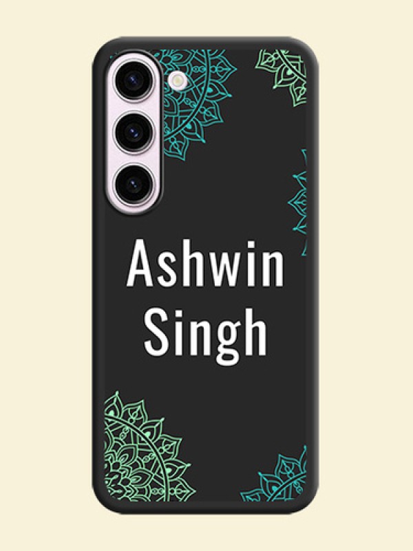 Your Name with Floral Design on Space Black Custom Soft Matte Back Cover - Samsung Galaxy S23 5G