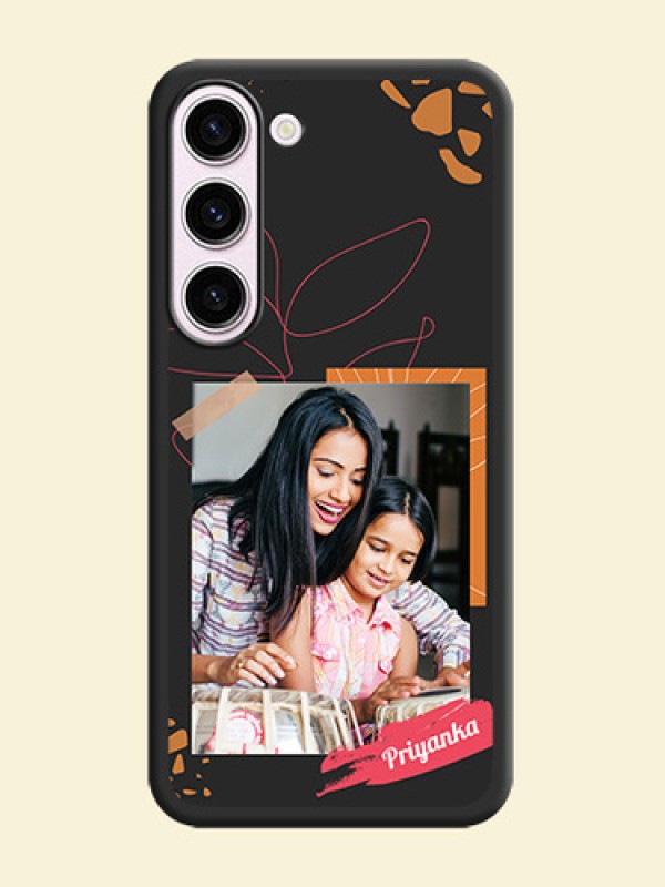 Orange Photo Frame on Space Black Custom Soft Matte Phone Back Cover - Samsung Galaxy S23 5G