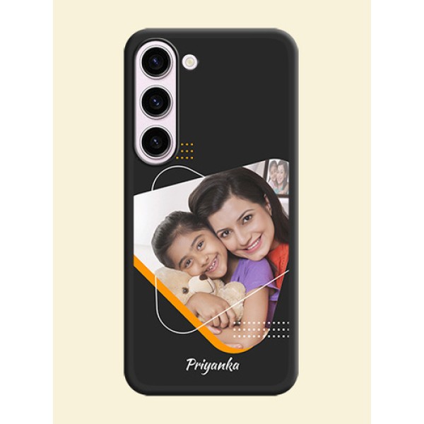 Yellow Triangle on Photo on Space Black Soft Matte Phone Cover - Samsung Galaxy S23 5G Yellow Triangle on Photo on Space Black Soft Matte Phone Cover - Samsung Galaxy S23 5G