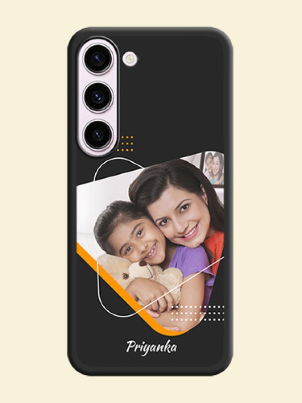 Yellow Triangle on Photo on Space Black Soft Matte Phone Cover - Samsung Galaxy S23 5G