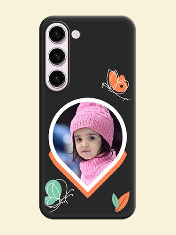 Upload Pic With Simple Butterly Design On Space Black Personalized Soft Matte Phone Covers -Samsung Galaxy S23 5G