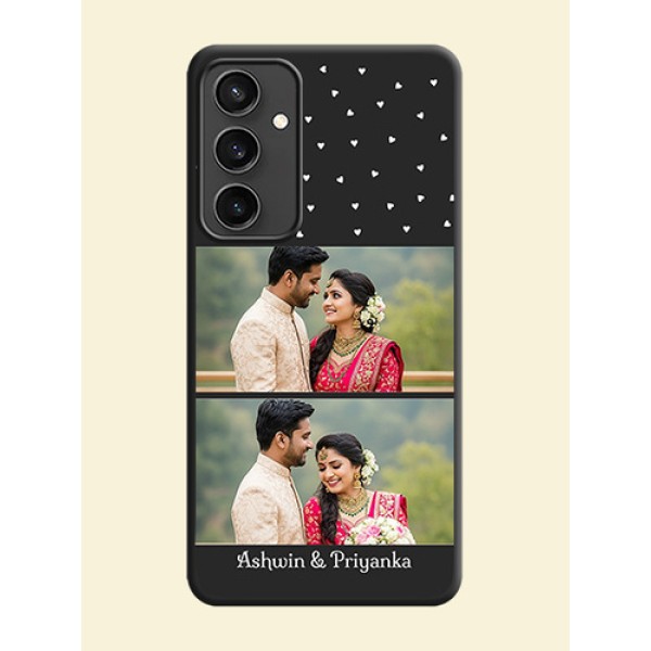 Miniature Love Symbols with Name on Space Black Custom Soft Matte Back Cover - Galaxy S23 FE 5G Miniature Love Symbols with Name on Space Black Custom Soft Matte Back Cover - Galaxy S23 FE 5G