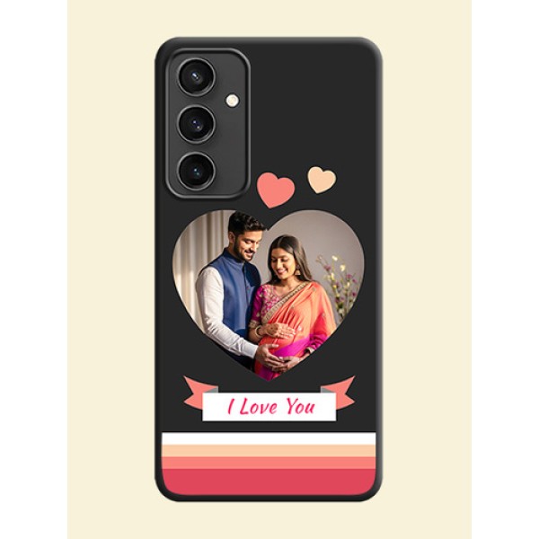 Love Shaped Photo with Colorful Stripes on Personalised Space Black Soft Matte Cases - Galaxy S23 FE 5G Love Shaped Photo with Colorful Stripes on Personalised Space Black Soft Matte Cases - Galaxy S23 FE 5G