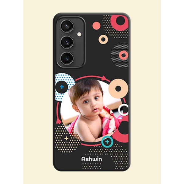 Multicoloured Round Image on Personalised Space Black Soft Matte Cases - Galaxy S23 FE 5G Multicoloured Round Image on Personalised Space Black Soft Matte Cases - Galaxy S23 FE 5G