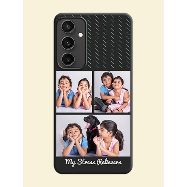 Cross Dotted Pattern with 2 Image Holder on Personalised Space Black Soft Matte Cases - Galaxy S23 FE 5G Cross Dotted Pattern with 2 Image Holder on Personalised Space Black Soft Matte Cases - Galaxy S23 FE 5G