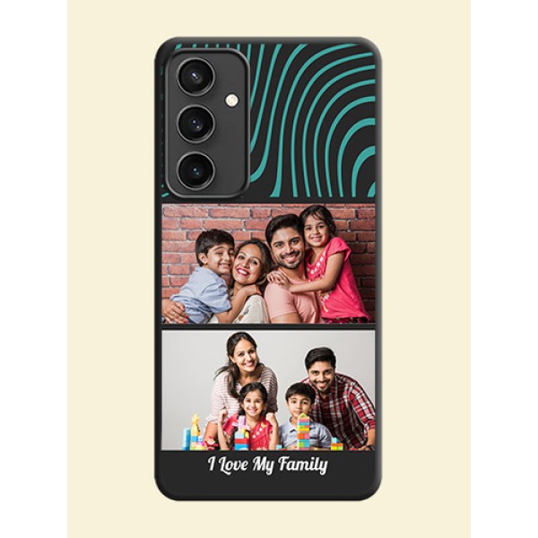 Wave Pattern with 2 Image Holder on Space Black Personalized Soft Matte Phone Covers - Galaxy S23 FE 5G Wave Pattern with 2 Image Holder on Space Black Personalized Soft Matte Phone Covers - Galaxy S23 FE 5G