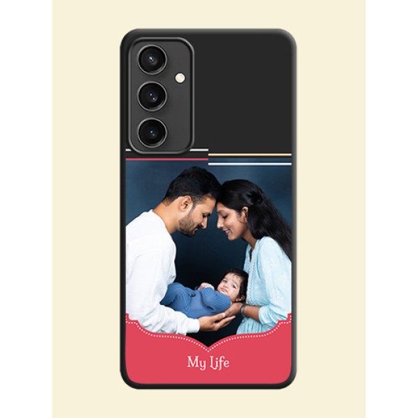 Classic Plain Design with Name - Photo on Space Black Soft Matte Phone Cover - Galaxy S23 FE 5G