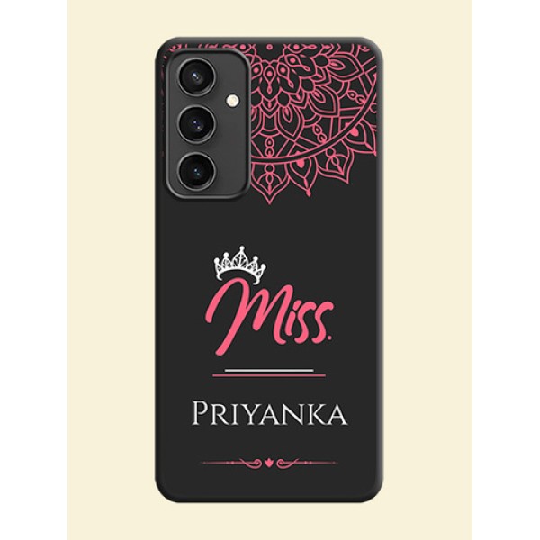 Mrs Name with Floral Design on Space Black Personalized Soft Matte Phone Covers - Galaxy S23 FE 5G Mrs Name with Floral Design on Space Black Personalized Soft Matte Phone Covers - Galaxy S23 FE 5G