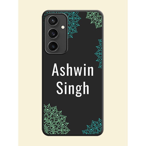 Your Name with Floral Design on Space Black Custom Soft Matte Back Cover - Galaxy S23 FE 5G Your Name with Floral Design on Space Black Custom Soft Matte Back Cover - Galaxy S23 FE 5G