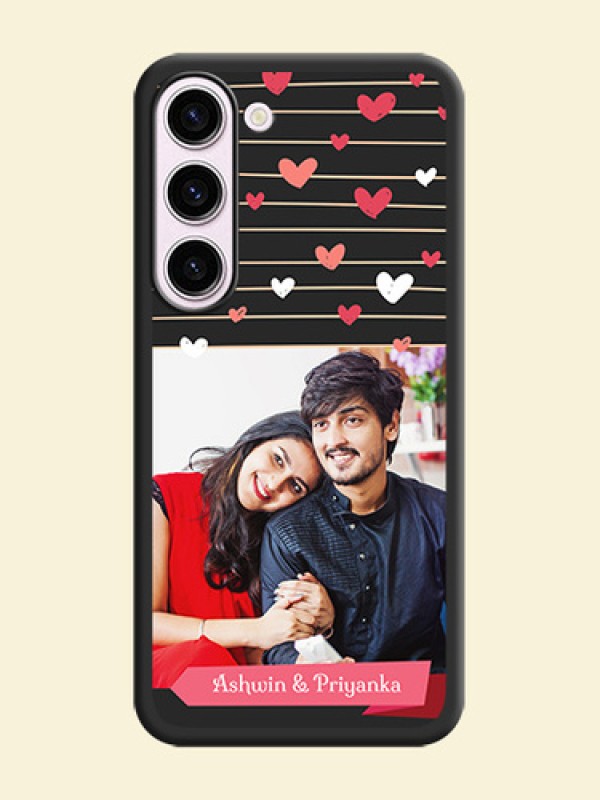 Love Pattern with Name on Pink Ribbon  on Photo on Space Black Soft Matte Back Cover - Samsung Galaxy S23 Plus 5G