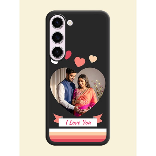 Love Shaped Photo with Colorful Stripes on Personalised Space Black Soft Matte Cases - Samsung Galaxy S23 Plus 5G Love Shaped Photo with Colorful Stripes on Personalised Space Black Soft Matte Cases - Samsung Galaxy S23 Plus 5G