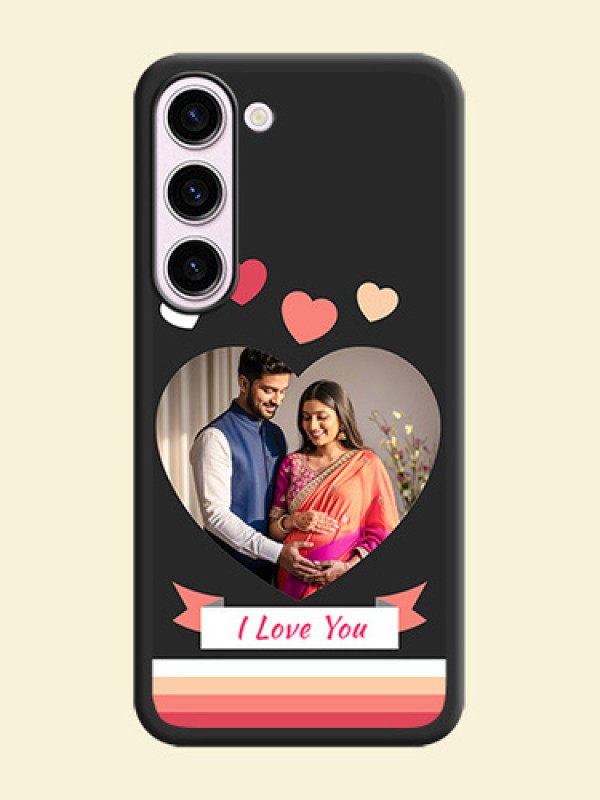 Love Shaped Photo with Colorful Stripes on Personalised Space Black Soft Matte Cases - Samsung Galaxy S23 Plus 5G