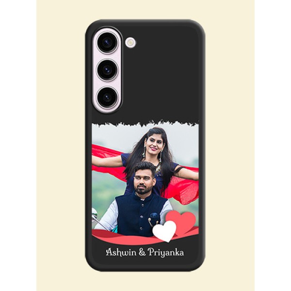 Pin Color Love Shaped Ribbon Design with Text on Space Black Custom Soft Matte Phone Back Cover - Samsung Galaxy S23 Plus 5G
