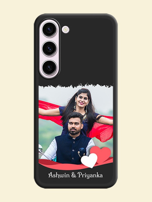 Pin Color Love Shaped Ribbon Design with Text on Space Black Custom Soft Matte Phone Back Cover - Samsung Galaxy S23 Plus 5G